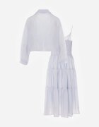 j&x Set de vară din Tencel cu rochie pe bretele și cămașă transparentă Thassa Albastru