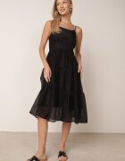 j&x Set de vară din Tencel cu rochie pe bretele și cămașă transparentă Thassa Negru