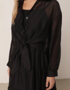 j&x Set de vară din Tencel cu rochie pe bretele și cămașă transparentă Thassa Negru