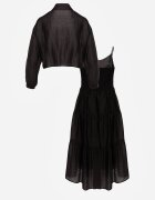 j&x Set de vară din Tencel cu rochie pe bretele și cămașă transparentă Thassa Negru