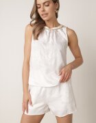 j&x Set de vară din vâscoză cu broderie bluză cu scoici și scurt Jemare Alb