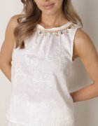 j&x Set de vară din vâscoză cu broderie bluză cu scoici și scurt Jemare Alb