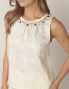 j&x Set de vară din vâscoză cu broderie bluză cu scoici și scurt Jemare Galben deschis