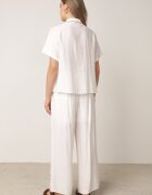 j&x Set de vară din viscoză cămașă și pantaloni cu aplicații croșetate Prisesa Alb