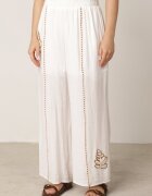 j&x Set de vară din viscoză cămașă și pantaloni cu aplicații croșetate Prisesa Alb