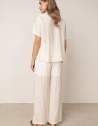 j&x Set de vară din viscoză cămașă și pantaloni cu aplicații croșetate Prisesa Bej deschis