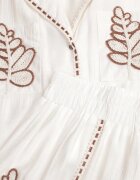 j&x Set de vară din viscoză cămașă și pantaloni cu aplicații croșetate Prisesa Bej deschis