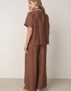 j&x Set de vară din viscoză cămașă și pantaloni cu aplicații croșetate Prisesa Maro
