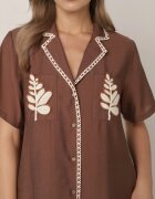 j&x Set de vară din viscoză cămașă și pantaloni cu aplicații croșetate Prisesa Maro