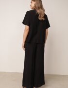j&x Set de vară din viscoză cămașă și pantaloni cu aplicații croșetate Prisesa Negru