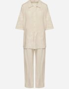 j&x Set din bumbac bej deschis Cămașă și Pantaloni largi Divarea