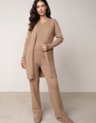 j&x Set din tricot cu bumbac 3 piese: cardigan pantaloni și vestă Vordelia Bej
