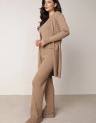 j&x Set din tricot cu bumbac 3 piese: cardigan pantaloni și vestă Vordelia Bej