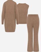 j&x Set din tricot cu bumbac 3 piese: cardigan pantaloni și vestă Vordelia Bej