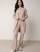 j&x Set din tricot cu bumbac 3 piese: cardigan pantaloni și vestă Vordelia Bej deschis
