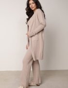 j&x Set din tricot cu bumbac 3 piese: cardigan pantaloni și vestă Vordelia Bej deschis
