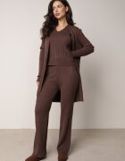 j&x Set din tricot cu bumbac 3 piese: cardigan pantaloni și vestă Vordelia Maro
