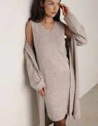 j&x Set din tricot cu bumbac și lână: cardigan și rochie dreaptă cu decolteu în V Ubroa Bej Bej deschis