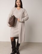 j&x Set din tricot cu bumbac și lână: cardigan și rochie dreaptă cu decolteu în V Ubroa Bej Bej deschis