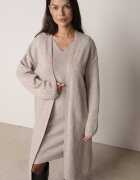 j&x Set din tricot cu bumbac și lână: cardigan și rochie dreaptă cu decolteu în V Ubroa Bej Bej deschis