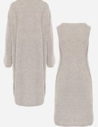 j&x Set din tricot cu bumbac și lână: cardigan și rochie dreaptă cu decolteu în V Ubroa Bej Bej deschis