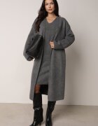 j&x Set din tricot cu bumbac și lână: cardigan și rochie dreaptă cu decolteu în V Ubroa Bej Gri