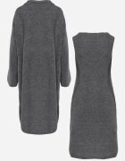 j&x Set din tricot cu bumbac și lână: cardigan și rochie dreaptă cu decolteu în V Ubroa Bej Gri
