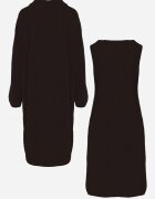 j&x Set din tricot cu bumbac și lână: cardigan și rochie dreaptă cu decolteu în V Ubroa Bej Maro