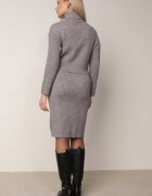 j&x Set din tricot cu dungi bumbac și lână asortat: rochie și cu guler înalt Miorra Gri