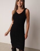 j&x Set din tricot cu dungi bumbac și lână asortat: rochie și cu guler înalt Miorra Negru