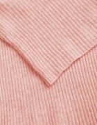 j&x Set din tricot cu dungi bumbac și lână asortat: rochie și cu guler înalt Miorra Roz