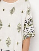 j&x Set din viscoză bej și verde închis în Stil Boho cu Pantaloni largi și Bluză tricou Sarilorae