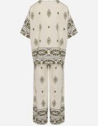 j&x Set din viscoză bej și verde închis în Stil Boho cu Pantaloni largi și Bluză tricou Sarilorae