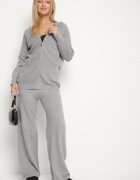 j&x Set Gri închis Din tricot Cu lână Bluză cu glugă și Pantaloni largi Otisela