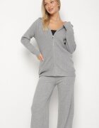 j&x Set Gri închis Din tricot Cu lână Bluză cu glugă și Pantaloni largi Otisela