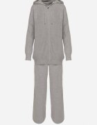 j&x Set Gri închis Din tricot Cu lână Bluză cu glugă și Pantaloni largi Otisela