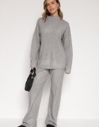 j&x Set Gri închis Tricotat Cu lână Pantaloni și Pulover Tesira