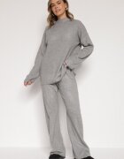 j&x Set Gri închis Tricotat Cu lână Pantaloni și Pulover Tesira