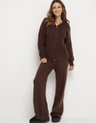 j&x Set Maro cu Lână și Bumbac Pantaloni Largi și Bluză cu Fermoar și Glugă Reikania