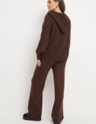j&x Set Maro cu Lână și Bumbac Pantaloni Largi și Bluză cu Fermoar și Glugă Reikania