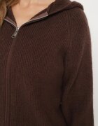 j&x Set Maro cu Lână și Bumbac Pantaloni Largi și Bluză cu Fermoar și Glugă Reikania