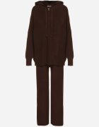 j&x Set Maro cu Lână și Bumbac Pantaloni Largi și Bluză cu Fermoar și Glugă Reikania