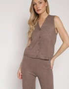 j&x Set Maro din Tricot cu Lână Pantaloni Cardigan și Vestă cu Nasturi Meviseffa
