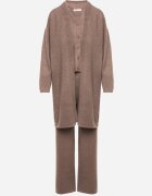 j&x Set Maro din Tricot cu Lână Pantaloni Cardigan și Vestă cu Nasturi Meviseffa