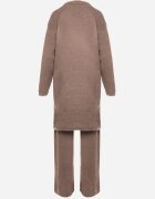 j&x Set Maro din Tricot cu Lână Pantaloni Cardigan și Vestă cu Nasturi Meviseffa