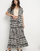 j&x Set Negru cu Viscoză cu Motiv Floral Cămașă și Pantaloni Sonaniella