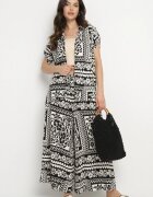 j&x Set Negru cu Viscoză cu Motiv Floral Cămașă și Pantaloni Sonaniella