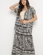 j&x Set Negru cu Viscoză cu Motiv Floral Cămașă și Pantaloni Sonaniella