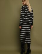 j&x Set Negru din Viscoză Bluză cu nasturi și Fustă cu dungi Asirrise
