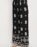 j&x Set Negru în Stil Rustic Bluză Lejeră și Pantaloni din Viscoză Emilaris